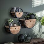 Lot de 3 tagres murales rondes 30 40 et 50 cm en bois brut - round