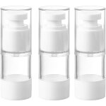 Lot de 3 flacons pompe sans air 15 ml - xvx - taille voyage rechargeable - pour cosm�tiques fond de teint ...