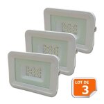 Lot de 3 led projecteur lampe 10w blanc 6000k ip65 extra plat - eurobryte - projecteur led - blanc - ...