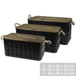 Lot de 3 malles de rangement en m�tal loft & metal - noir - l 68 x l 36 x p 36 cm