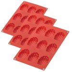 Lot de 3 moules  madeleines en silicone  9 trous moule forme gteau cannel rsistance aux hautes tempratur ...
