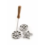 Lot de 3 moule a rosaces - etoile - fleur et cercle - livre avec recette - dimension 25cm x 7cm. Lot de 3 moule a rosaces - etoile - fleur et cercle - livre avec recette - dimension 25cm x 7cm.