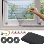 Lot de 3 moustiquaires de fenêtre avec velcro 130 x 150cm rideau souple en soie glace noir pour moustiquaires ... Lot de 3 moustiquaires de fenêtre avec velcro 130 x 150cm rideau souple en soie glace noir pour moustiquaires ...