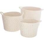 Set de 3 paniers lurex beige d195 / 22 / 24cm - atmosphera cr�ateur dint�rieur