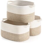Lot de 3 paniers tress�s en corde de coton paniers de rangement pour b�b� jouets cadeaux et linge .