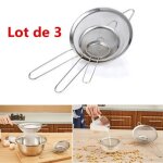 Lot de 3 passoires mailles fines avec poignée tamis de cuisine - 8cm 12cm et 18cm Lot de 3 passoires mailles fines avec poignée tamis de cuisine - 8cm 12cm et 18cm