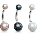 Lot 3 piercings nombril deesse perle nacre ventre boule bijoux acier chirurgical inoxydable anti allergique ...