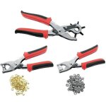 Lot de 3 pinces à sertir les oeillets / boutons avec pince emporte pièce / trous de ceinture Lot de 3 pinces à sertir les oeillets / boutons avec pince emporte pièce / trous de ceinture