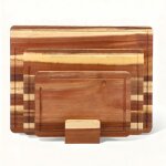 Lot de 3 planches � d�couper en bois dacacia de qualit� sup�rieure avec support de planchepour jusplanches ...