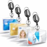 Lot de 3 porte - badges avec enrouleur r�tractable - porte - carte rigide avec clip