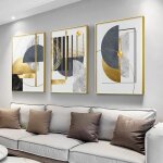 Lot de 3 posters abstraits marbrs tableaux muraux abstraits art mural marbre impression sur toile dore ...