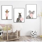 Lot de 3 posters / affiches pour chambre b�b� enfant fille ou gar�on d�coration murale image imprim�e ...