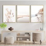 Lot de 3 posters de plage beige - décoration élégante pour la chambre à coucher et le salon - sans cadre ... Lot de 3 posters de plage beige - décoration élégante pour la chambre à coucher et le salon - sans cadre ...