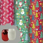 Lot de 3 rouleaux papier cadeau 2m nol enfant + 2 bolducs blanc / rouge clairefontaine