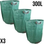 Lot de 3 sacs de dchets 300l en pp 150g / m autoportants - linxor