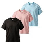 Lot de 3 t - shirts femme 100% coton - noir bleu rose - manches courtes col rond doux et respirant coupe ...