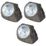 Lot de 3 spots solaires polyr�sine - galix - rocher - 10 lumens - marron - led