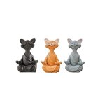 Lot de 3 statues de chat mditant ? bouddha heureux en forme de chat ? statue de chat zen pour la mditation ...