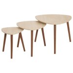 Lot de 3 tables � caf� mileo effet travertin atmosphera