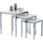 Lot de 3 tables dappoint luna tables basses de salon gigognes bouts de canap� plateau carr� blanc brillant ...