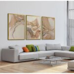 Lot de 3 tableaux sur toile - motif marbre beige doré - décoration de salon - sans cadre - beige - 50 ... Lot de 3 tableaux sur toile - motif marbre beige doré - décoration de salon - sans cadre - beige - 50 ...