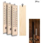 Lot de 3 thermomtres en bois muraux pour intrieur ou extrieur maison bureau jardin