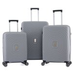 Lot de 3 valises extensible rigide trolley polycarbonate - lys paris 2401 / 3 - argent