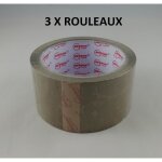 Lot 3 x gros rouleau de ruban adhsif brun havane 50m x 48mm emballage carton