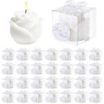 Lot de 30 bougies chauffe - plat en forme de rose blanche pour invit�s - cadeau de retour anniversaire ...