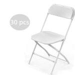Lot de 30 chaises pliantes en plastique blanc usage int�rieur et ext�rieur usage commercial ou domestique ...