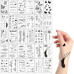 Lot de 30 feuilles autocollants tatouages temporaires 3d imperm�ables motifs fleurs papillons pour adultes ...