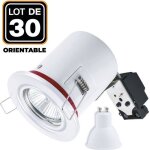 Lot 30 spots bbc orientable blanc + ampoule led gu10 5w blanc chaud