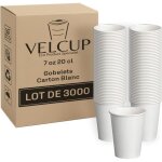 Lot de 3000 gobelets jetables en carton blanc 7 oz (200 ml / 20 cl) ? renforc� 42 g par unit�