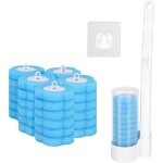 Lot de 32 t�tes de rechange pour brosse wc avec manche brosse wc jetable support mural kit de nettoyage ...