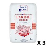 Fleur du jura - lot 3x farine t55 blé tendre 100% français - fleur du jura - paquet 1kg Fleur du jura - lot 3x farine t55 blé tendre 100% français - fleur du jura - paquet 1kg