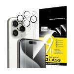 Lot de 4 2 x verre tremp� pour iphone 15 pro (6. 1) et 2 x protection cam�ra arri�re - duret� 9h glass ...