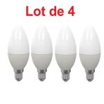 Lot de 4 ampoules led flamme 5w e14 470lm 4000k blanc neutre