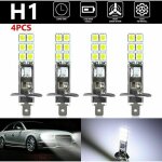Lot de 4 ampoules led h1 6000 k en blanc utilisables en feux de brouillard et de conduite compatible ...