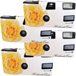 Lot de 4 appareils photo jetables 1a Édition rose de mariage jaune avec flashpiles et film Lot de 4 appareils photo jetables 1a Édition rose de mariage jaune avec flashpiles et film