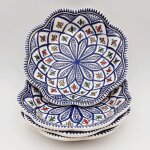 Lot de 4 assiettes creuses fleur bakir bleu - d 23 cm