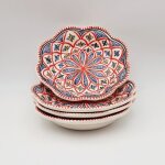 Lot de 4 assiettes creuses fleur bakir rouge - d 23 cm Lot de 4 assiettes creuses fleur bakir rouge - d 23 cm