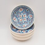 Lot de 4 assiettes creuses jatte marocain turquoise - d 20 cm