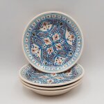 Lot de 4 assiettes creuses marocain turquoise - d 24 cm