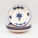 Lot de 4 assiettes creuses assiettes à soupe sahel bleus - d 24 cm Lot de 4 assiettes creuses assiettes à soupe sahel bleus - d 24 cm
