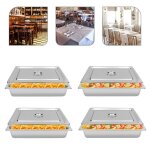 Lot de 4 bac alimentaire gn 1 / 1 en inox 9l 535 x 305 x 10cm plat gastronome profond pour buffet restaurant ...