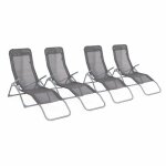 Lot de 4 bains de soleil pliants - levito anthracite - transats textil�ne 2 positions. chaises longues ...