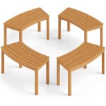 Lot de 4 bancs de jardin costway en bois dacacia banc incurv� sans dossier charge 360 kg int�rieur ext�rieur ...