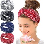 Lot de 4 bandeau cheveux femme boho floal style criss cross head wrap headbands flower headwear yoga ...