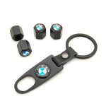 Bouchons de valve - bmw - lot de 4 - noir - universel - porte cl� inclus