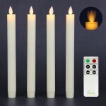 Lot de 4 bougies led flamme vacillante ivoire bougie chandelier led avec telecommande pour no�l h24 cm ...